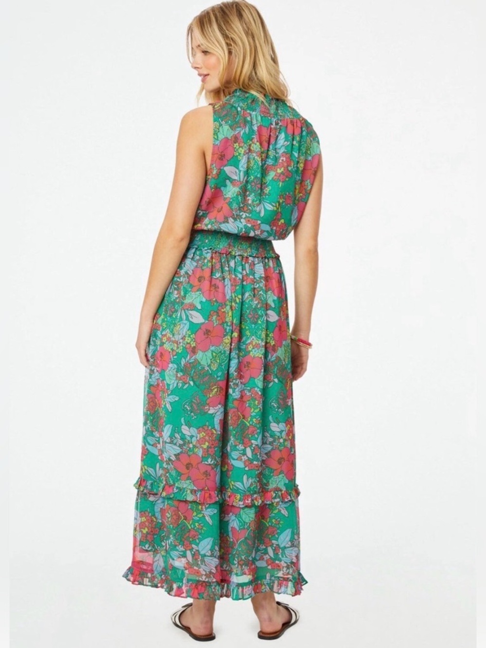 Roller Rabbit Ashbury‎ Floral Frida Maxi Dress Sleeveless Floral Green Sz Large - Picture 3 of 10
